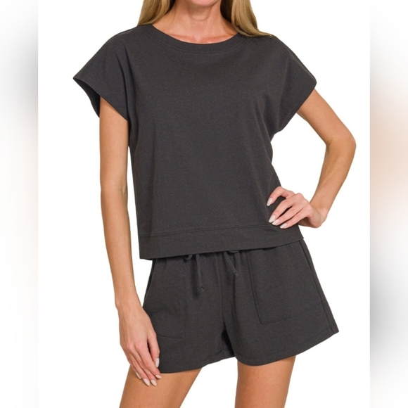 Pants - #96853 🛑S,M,L Fabulous Premium Cotton Top & Shorts 2pc Loungewear Or Travel Set